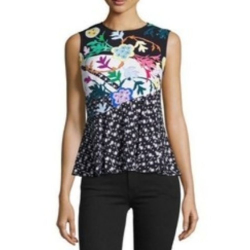 peter pilotto multiprint peplum sleeveless blouse size 6